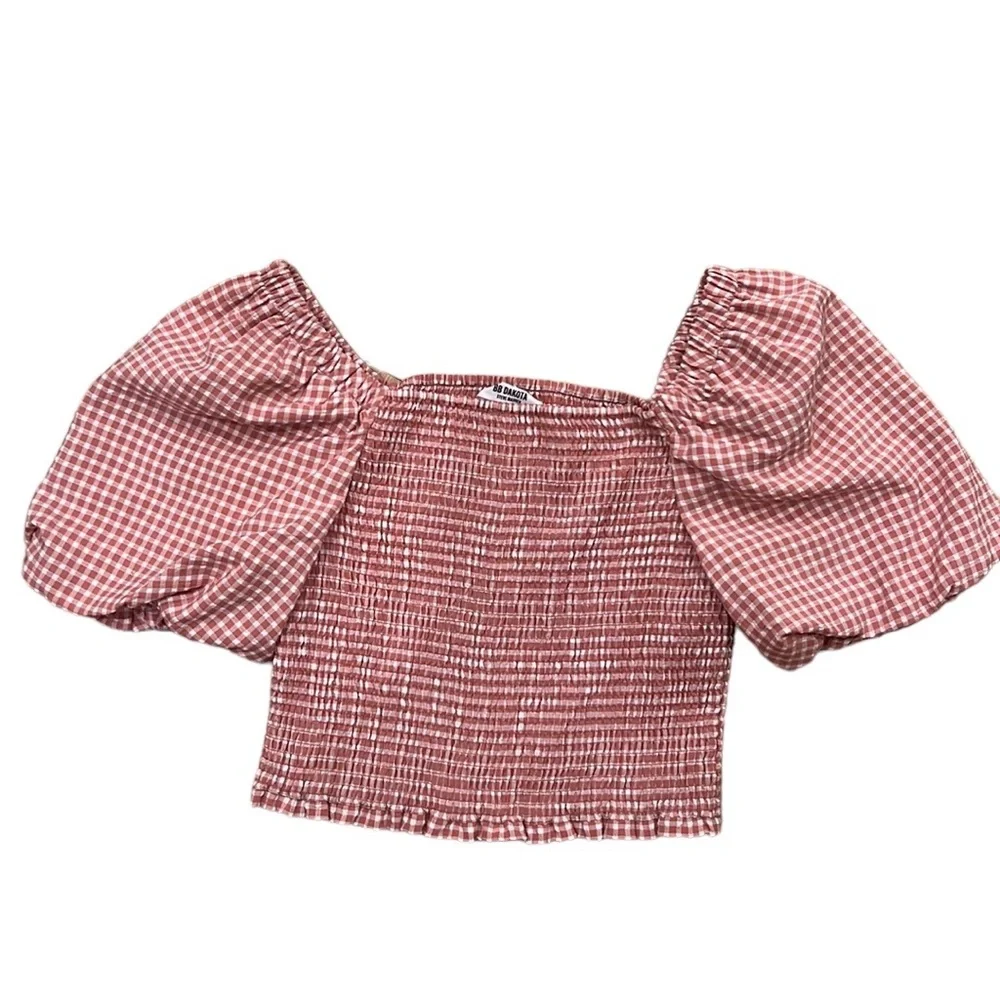BB Dakota Pink & White Gingham Crop Top - Picture 1 of 8
